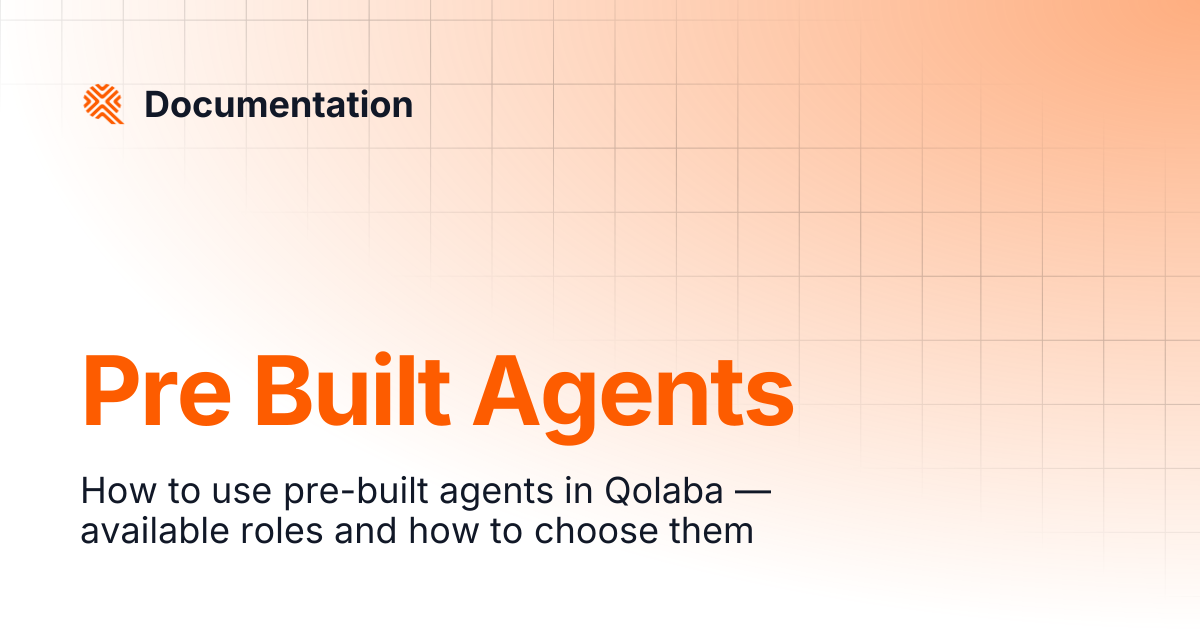 Pre Built Agents | Documentation